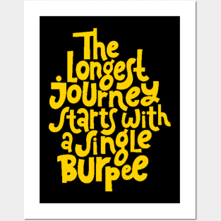 Burpee Quote - Gym Workout & Fitness Motivation Typography (Yellow) Posters and Art